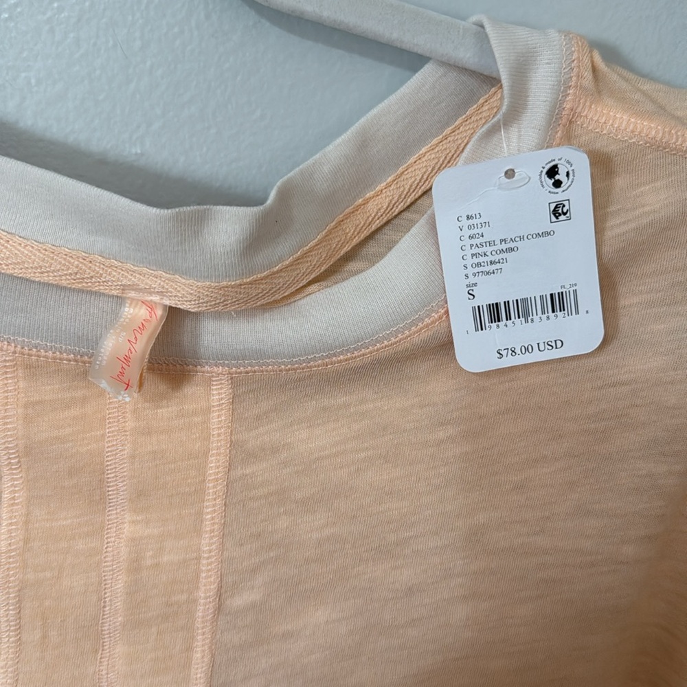 Free People Movement Full Circle Layer Top - Pastel Peach Combo Size Small - Picture 6 of 8